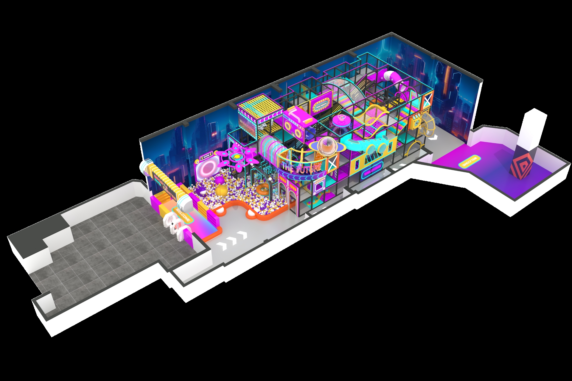 Kids Indoor Playground – Futuristic Space-Themed Play Structure