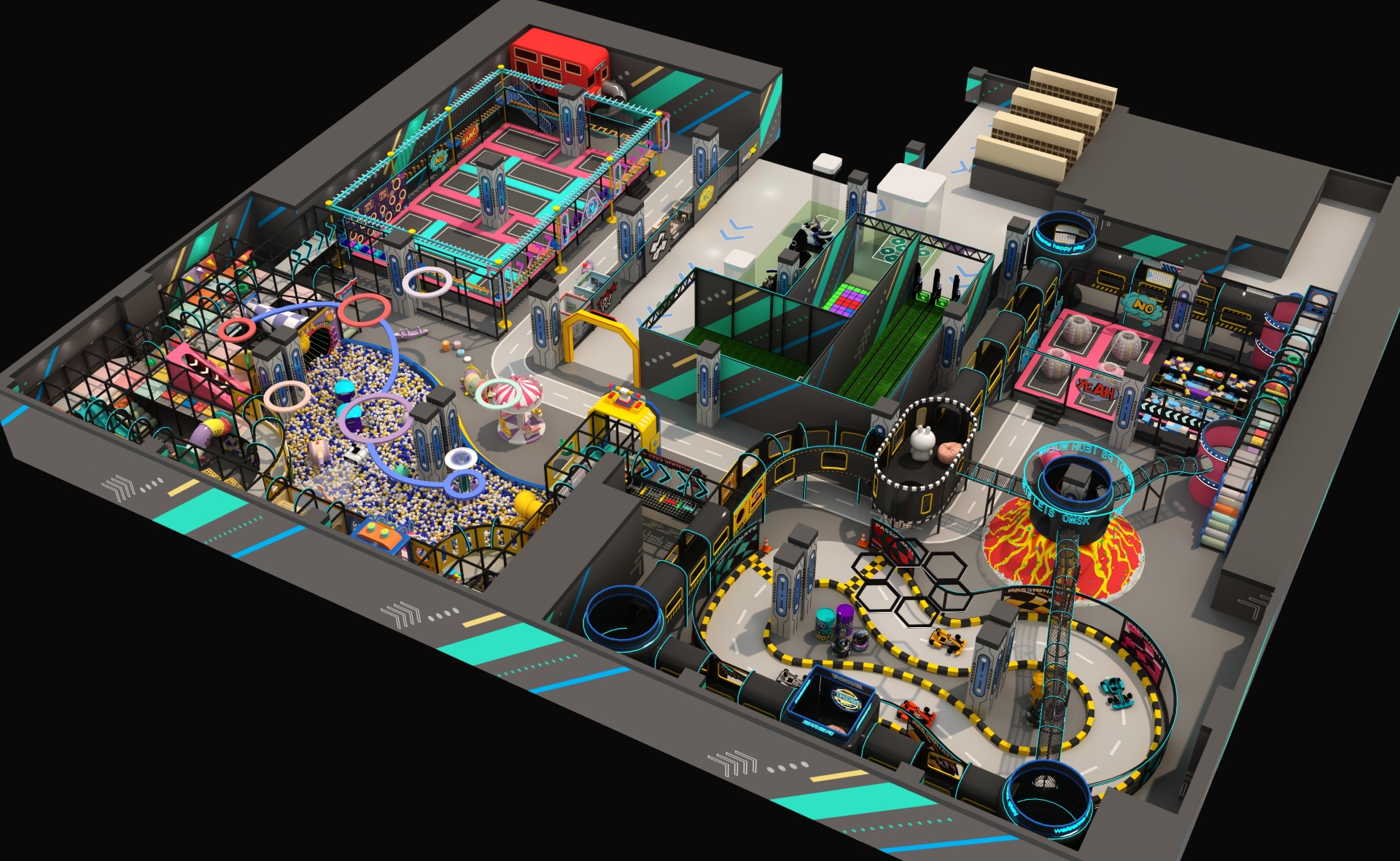 Multifunctional Indoor Amusement Center | Soft Play, Trampoline, Karting & VR Zones