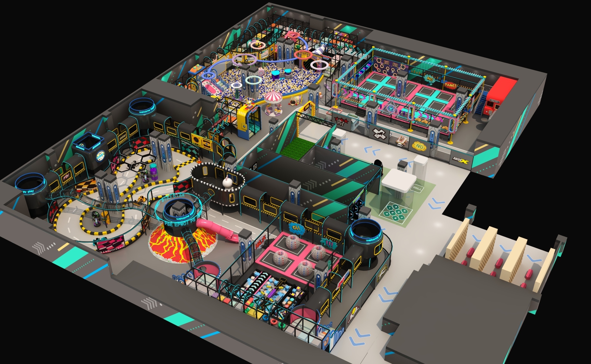 Multifunctional Indoor Amusement Center | Soft Play, Trampoline, Karting & VR Zones
