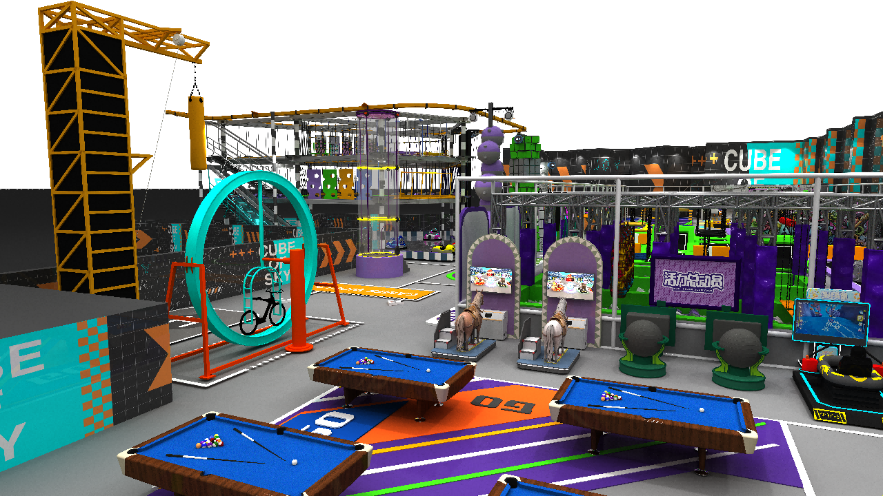 Custom Family Entertainment Center Design with Trampoline, Slides and Adventure Park Elements